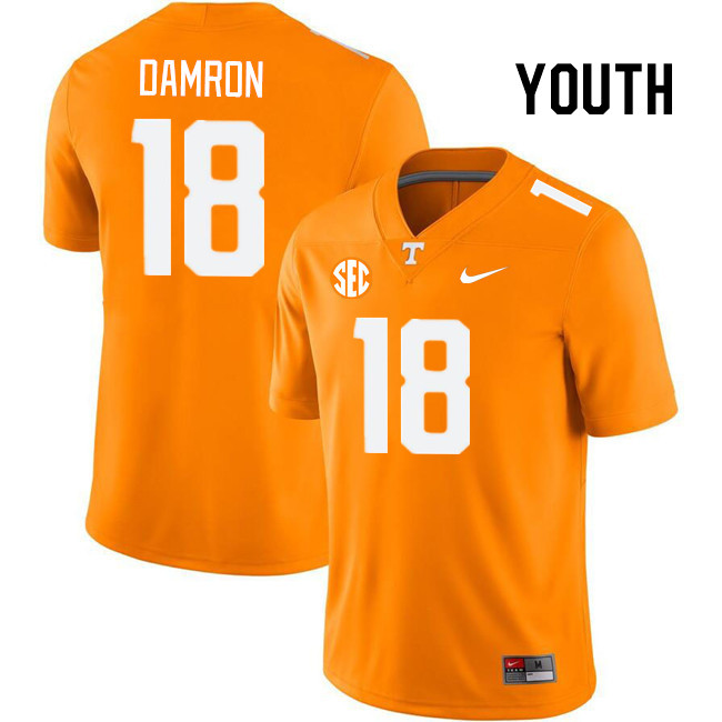 Youth #18 Ryan Damron Tennessee Volunteers College Football Jerseys Stitched Sale-Orange